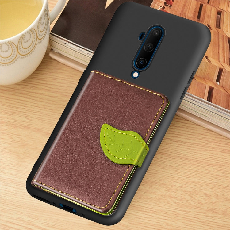 For OnePlus 7T Pro  Leaf Buckle Litchi Texture Card Holder PU + TPU Case with Card Slot & Wallet & Holder & Photo Frame