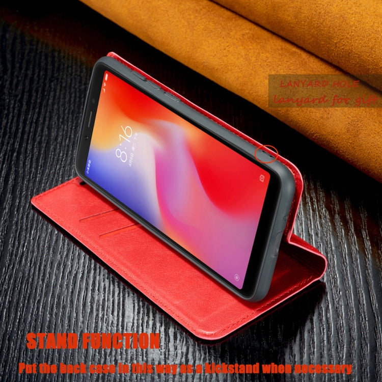 For Xiaomi Redmi 6  Retro Simple Ultra-thin Magnetic Leather Case with Holder & Card Slots & Lanyard