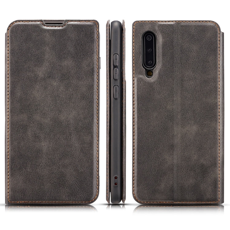 For Xiaomi Mi 9  Retro Simple Ultra-thin Magnetic Leather Case with Holder & Card Slots & Lanyard