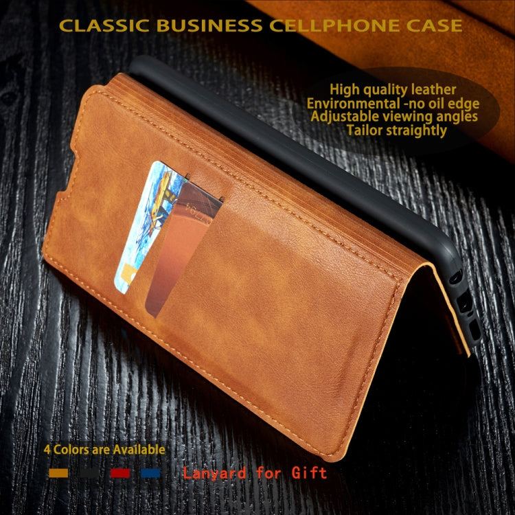 For Xiaomi Mi 9  Retro Simple Ultra-thin Magnetic Leather Case with Holder & Card Slots & Lanyard