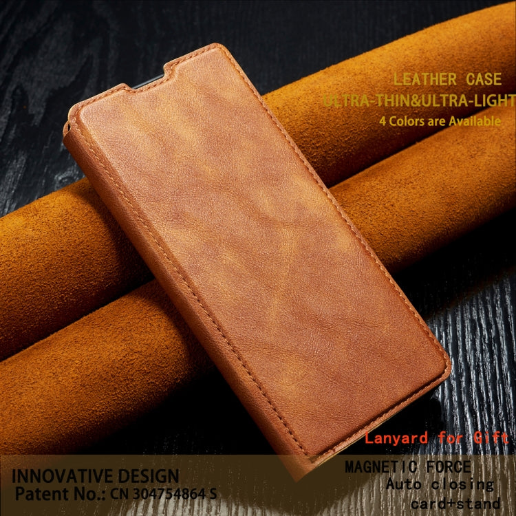 For Xiaomi Mi 9  Retro Simple Ultra-thin Magnetic Leather Case with Holder & Card Slots & Lanyard