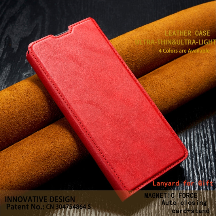 For Xiaomi Mi 9  Retro Simple Ultra-thin Magnetic Leather Case with Holder & Card Slots & Lanyard