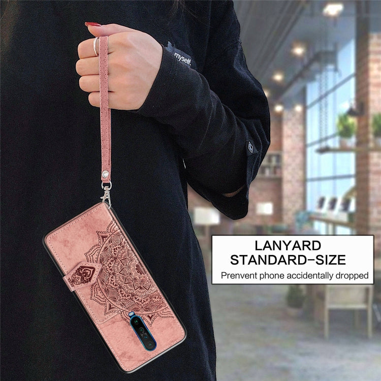 For Xiaomi Redmi K30 Mandala Embossed Magnetic Cloth PU + TPU + PC Case with Holder & Card Slots & Wallet & Photo Frame & Strap