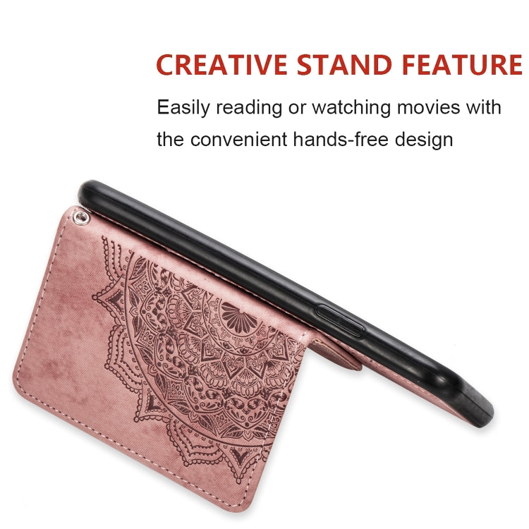 For Xiaomi Redmi K30 Mandala Embossed Magnetic Cloth PU + TPU + PC Case with Holder & Card Slots & Wallet & Photo Frame & Strap