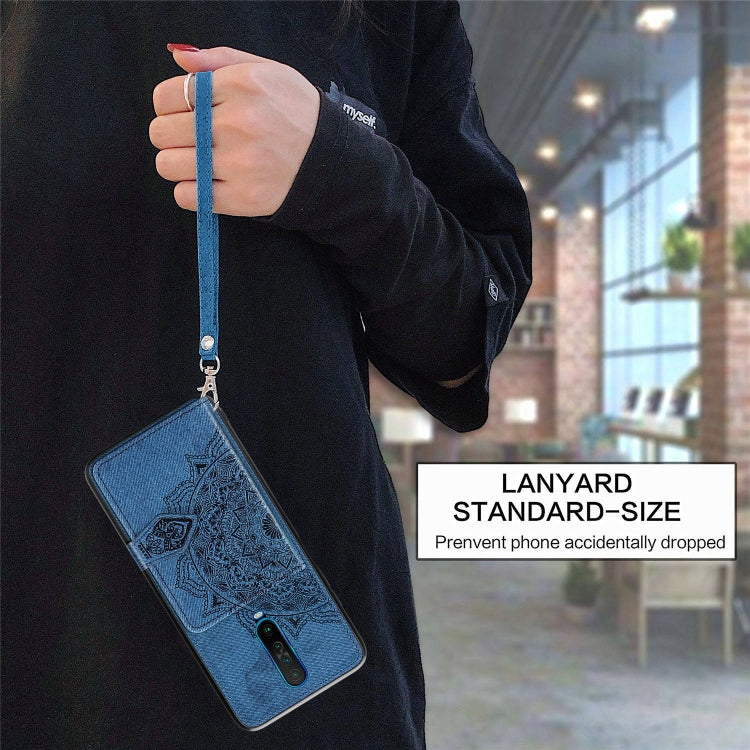 For Xiaomi Redmi K30 Mandala Embossed Magnetic Cloth PU + TPU + PC Case with Holder & Card Slots & Wallet & Photo Frame & Strap