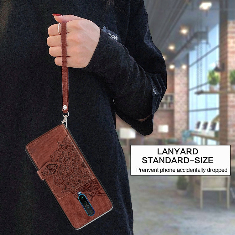 For Xiaomi Redmi K30 Mandala Embossed Magnetic Cloth PU + TPU + PC Case with Holder & Card Slots & Wallet & Photo Frame & Strap