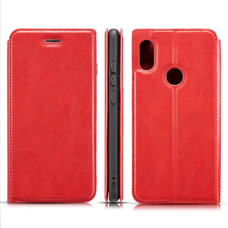 For Xiaomi Redmi 6 Pro  Retro Simple Ultra-thin Magnetic Leather Case with Holder & Card Slots & Lanyard