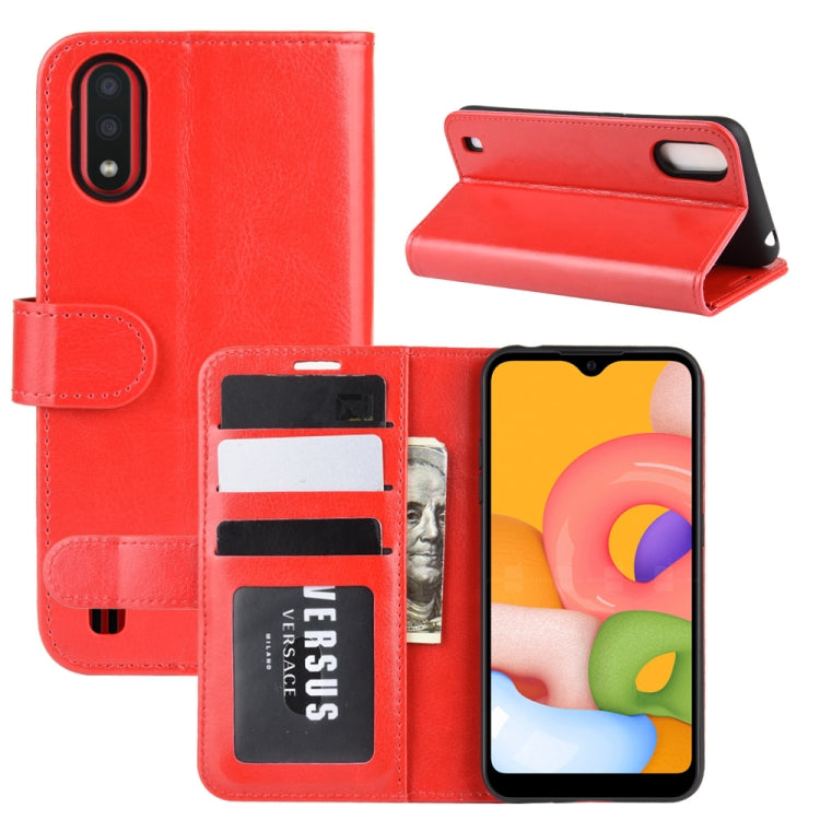 For Galaxy A01 R64 Texture Single Horizontal Flip Protective Case with Holder & Card Slots & Wallet& Photo Frame