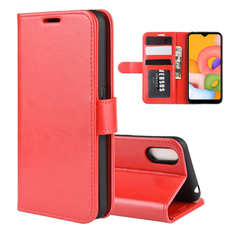 For Galaxy A01 R64 Texture Single Horizontal Flip Protective Case with Holder & Card Slots & Wallet& Photo Frame