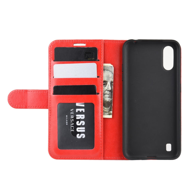 For Galaxy A01 R64 Texture Single Horizontal Flip Protective Case with Holder & Card Slots & Wallet& Photo Frame