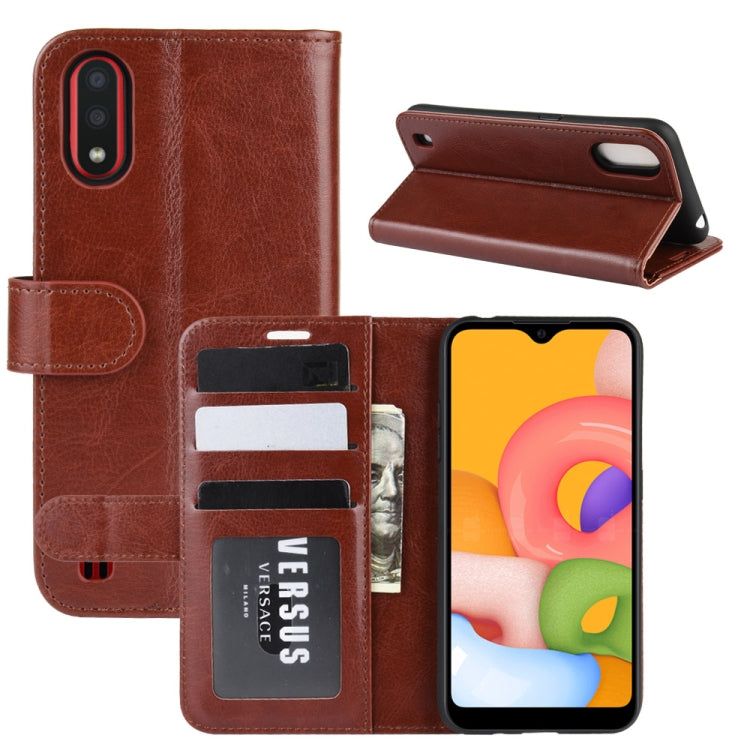 For Galaxy A01 R64 Texture Single Horizontal Flip Protective Case with Holder & Card Slots & Wallet& Photo Frame