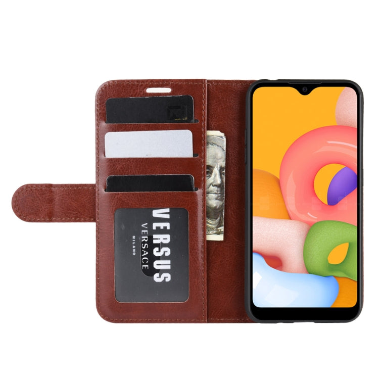 For Galaxy A01 R64 Texture Single Horizontal Flip Protective Case with Holder & Card Slots & Wallet& Photo Frame