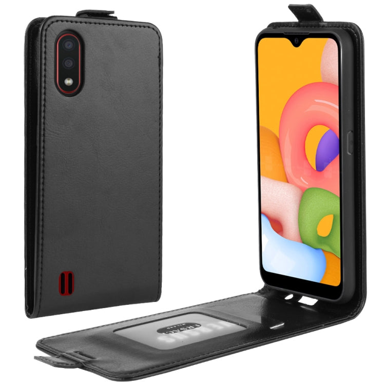 For Galaxy A01 R64 Texture Single Vertical Flip Leather Protective Case with Card Slots & Photo Frame