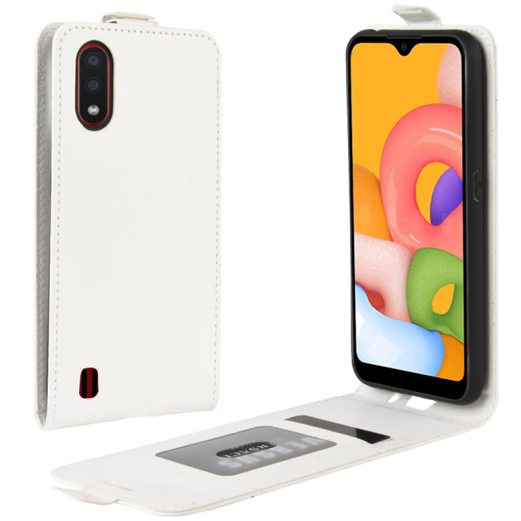 For Galaxy A01 R64 Texture Single Vertical Flip Leather Protective Case with Card Slots & Photo Frame