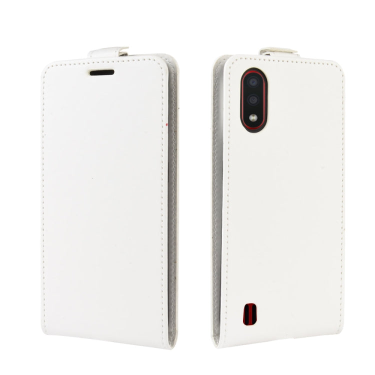 For Galaxy A01 R64 Texture Single Vertical Flip Leather Protective Case with Card Slots & Photo Frame