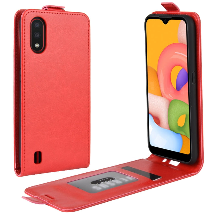 For Galaxy A01 R64 Texture Single Vertical Flip Leather Protective Case with Card Slots & Photo Frame