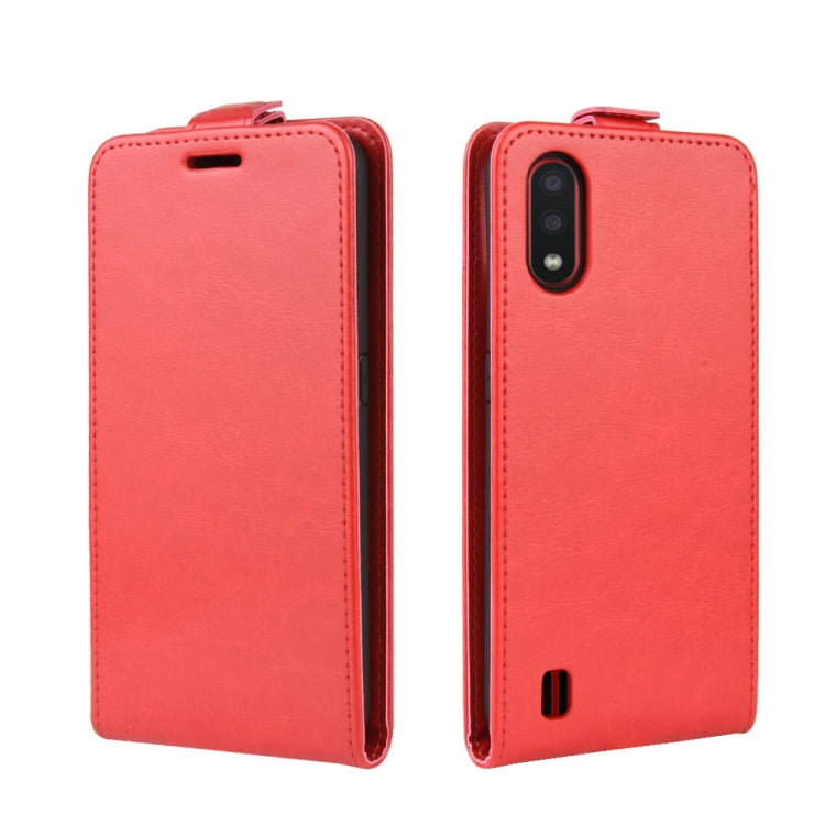 For Galaxy A01 R64 Texture Single Vertical Flip Leather Protective Case with Card Slots & Photo Frame