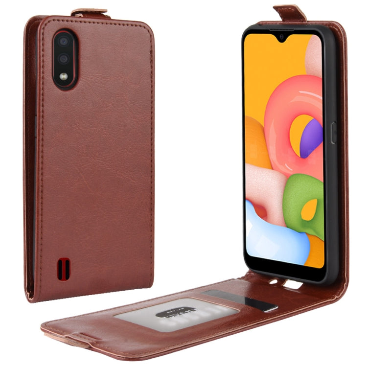 For Galaxy A01 R64 Texture Single Vertical Flip Leather Protective Case with Card Slots & Photo Frame