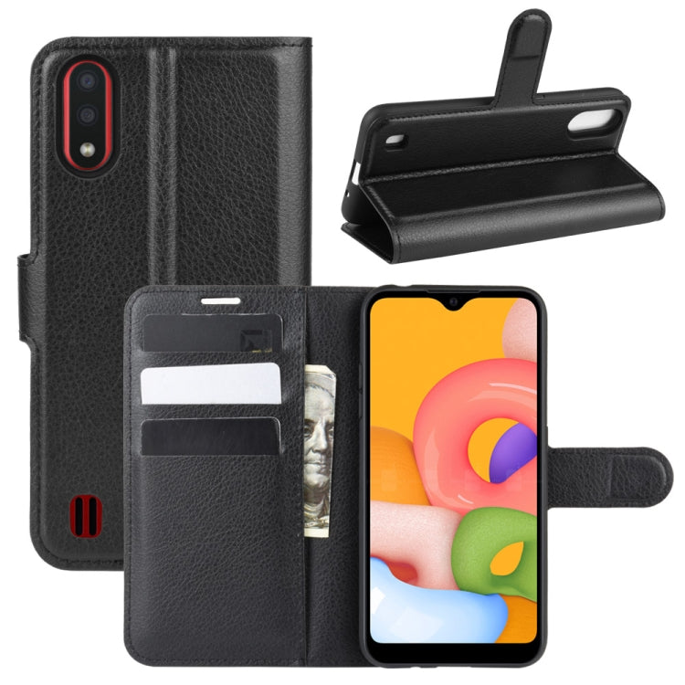 For Galaxy A01 Litchi Texture Horizontal Flip Protective Case with Holder & Card Slots & Wallet