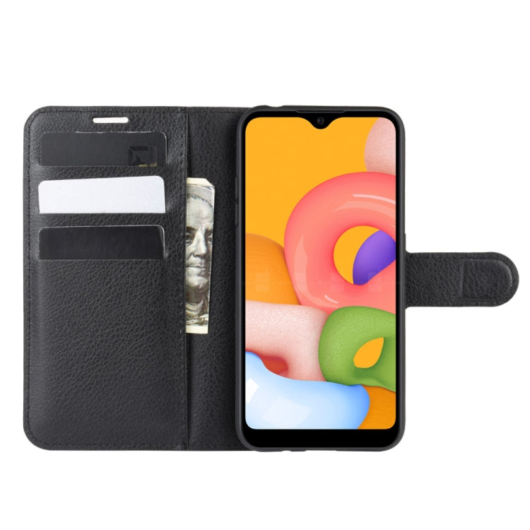 For Galaxy A01 Litchi Texture Horizontal Flip Protective Case with Holder & Card Slots & Wallet