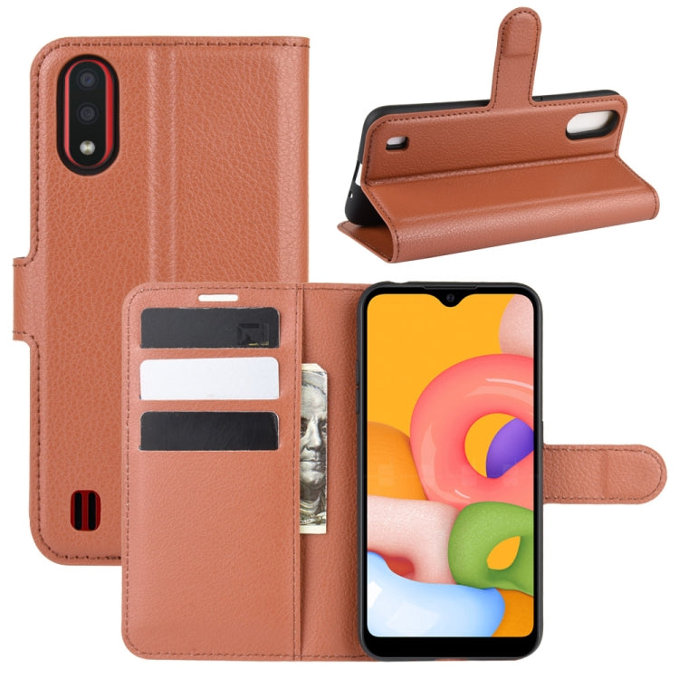 For Galaxy A01 Litchi Texture Horizontal Flip Protective Case with Holder & Card Slots & Wallet