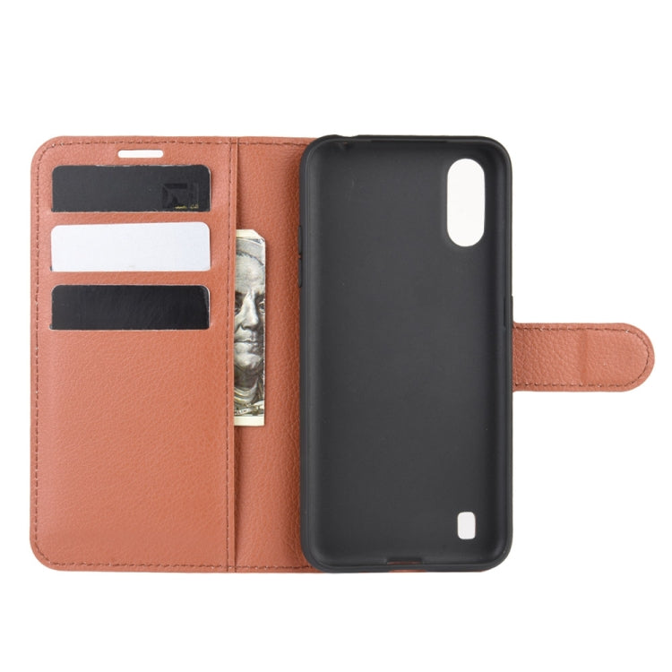 For Galaxy A01 Litchi Texture Horizontal Flip Protective Case with Holder & Card Slots & Wallet