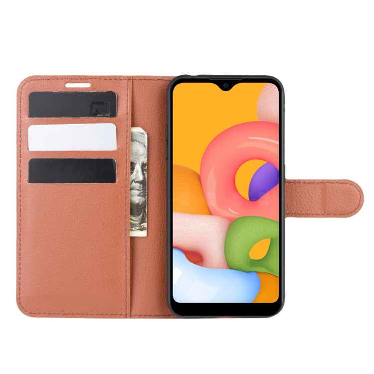 For Galaxy A01 Litchi Texture Horizontal Flip Protective Case with Holder & Card Slots & Wallet