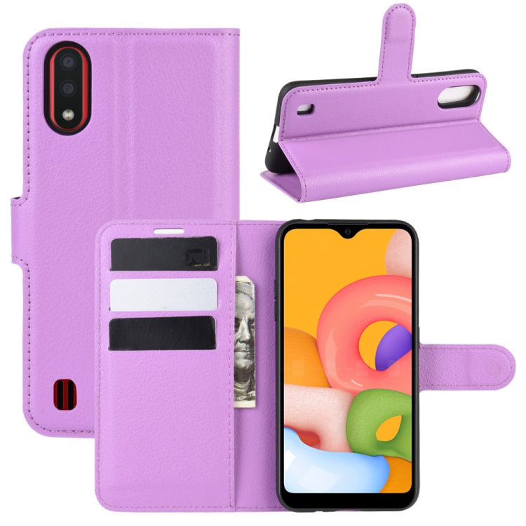 For Galaxy A01 Litchi Texture Horizontal Flip Protective Case with Holder & Card Slots & Wallet