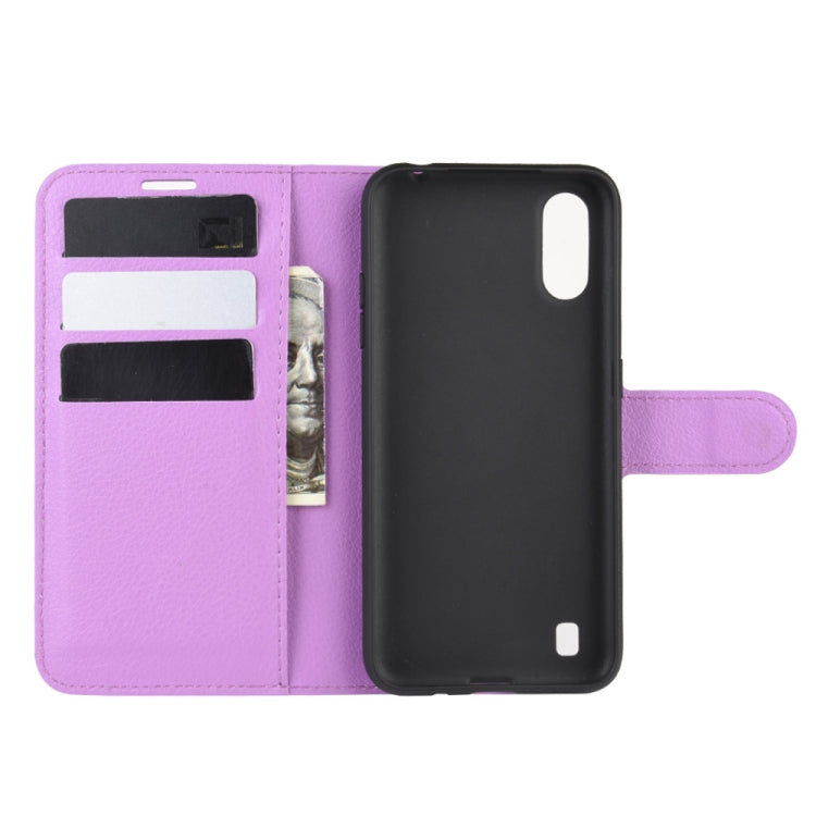 For Galaxy A01 Litchi Texture Horizontal Flip Protective Case with Holder & Card Slots & Wallet