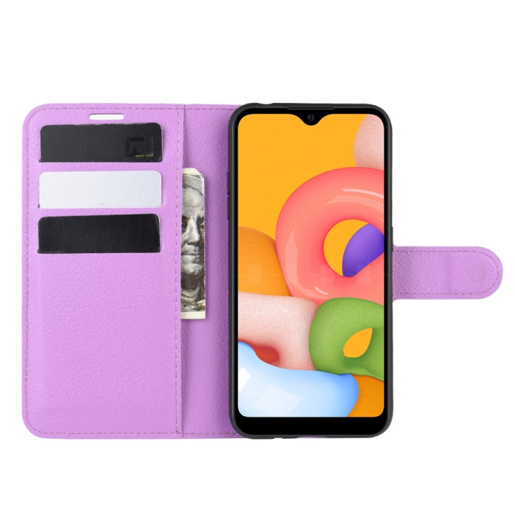 For Galaxy A01 Litchi Texture Horizontal Flip Protective Case with Holder & Card Slots & Wallet