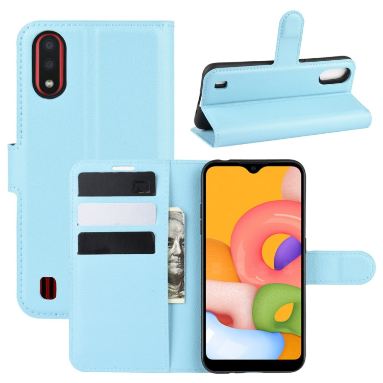 For Galaxy A01 Litchi Texture Horizontal Flip Protective Case with Holder & Card Slots & Wallet