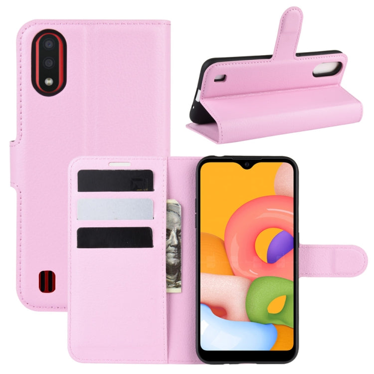 For Galaxy A01 Litchi Texture Horizontal Flip Protective Case with Holder & Card Slots & Wallet