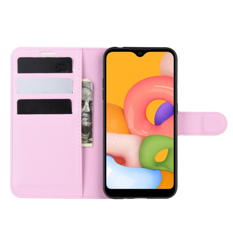 For Galaxy A01 Litchi Texture Horizontal Flip Protective Case with Holder & Card Slots & Wallet