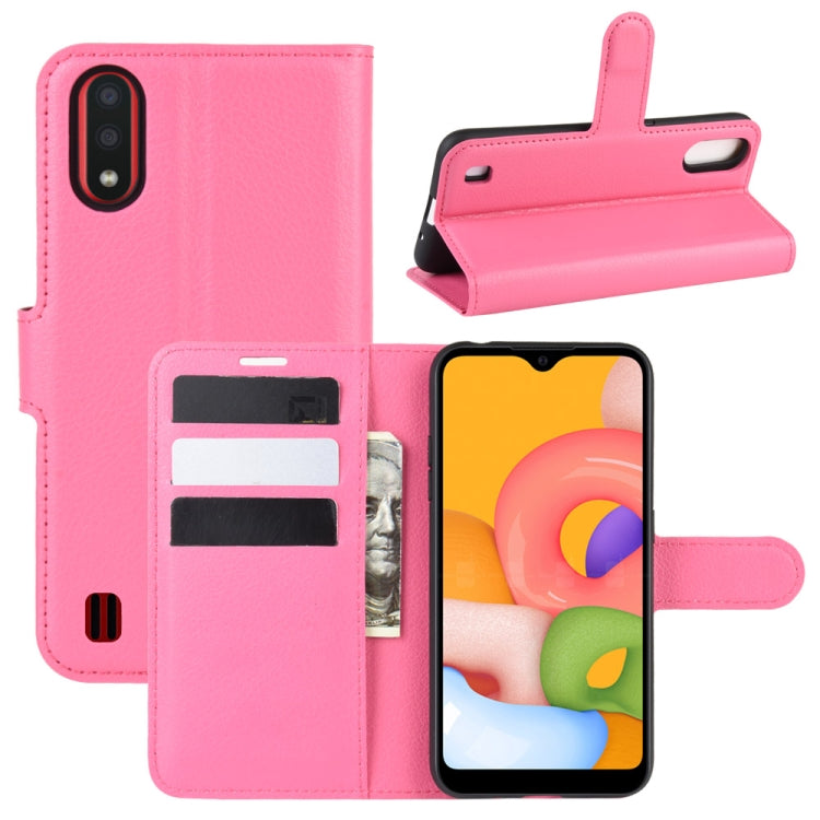 For Galaxy A01 Litchi Texture Horizontal Flip Protective Case with Holder & Card Slots & Wallet