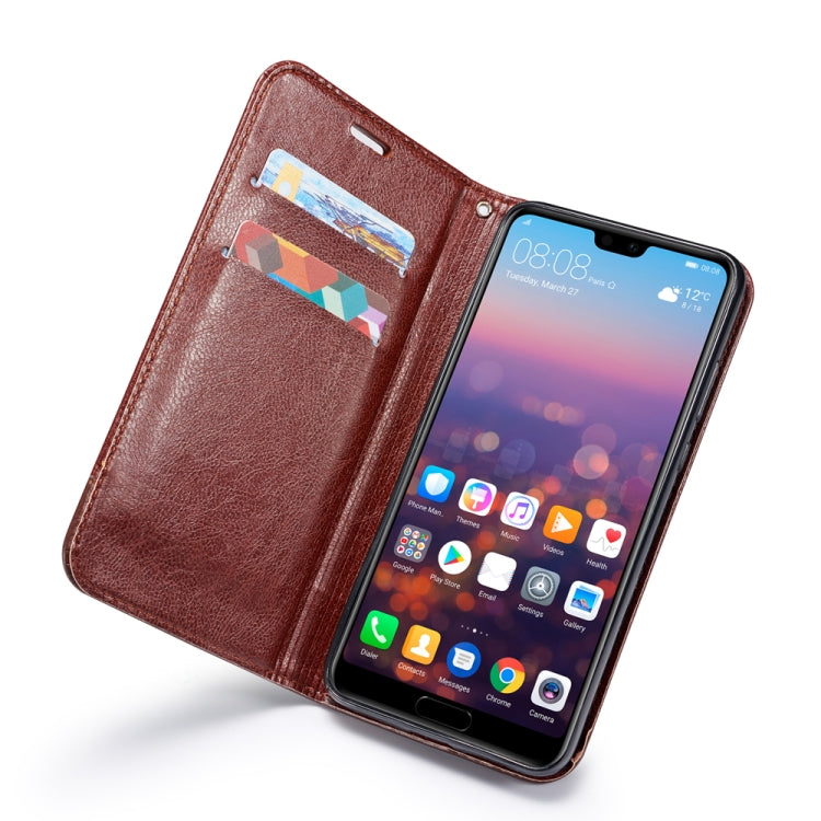 For Huawei Mate 20 Pro Double-sided Absorption Splicing Horizontal Flip Leather Case with Holder Card Slots Lanyard