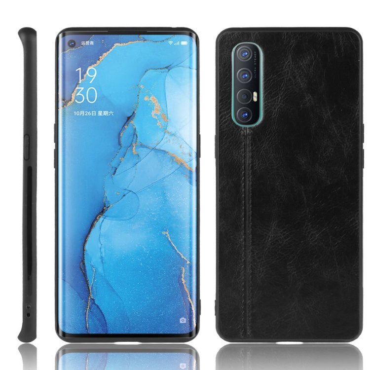 For  Oppo Reno3 Pro Shockproof Sewing Cow Pattern Skin PC + PU + TPU Case