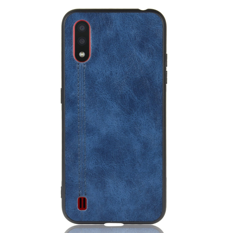 For Galaxy A01 Shockproof Sewing Cow Pattern Skin PC + PU + TPU Case