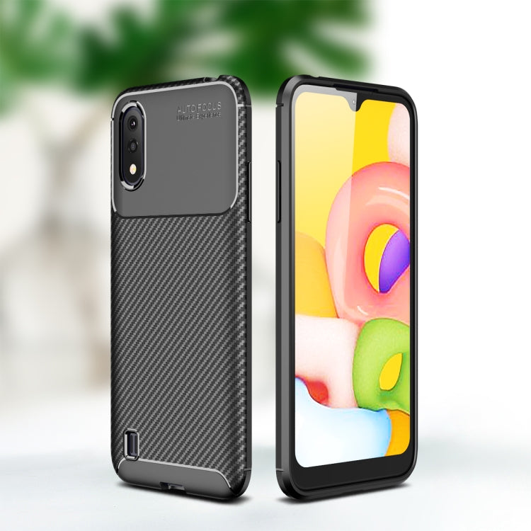 For Galaxy A01 Carbon Fiber Texture Shockproof TPU Case