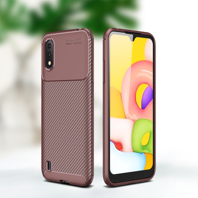 For Galaxy A01 Carbon Fiber Texture Shockproof TPU Case