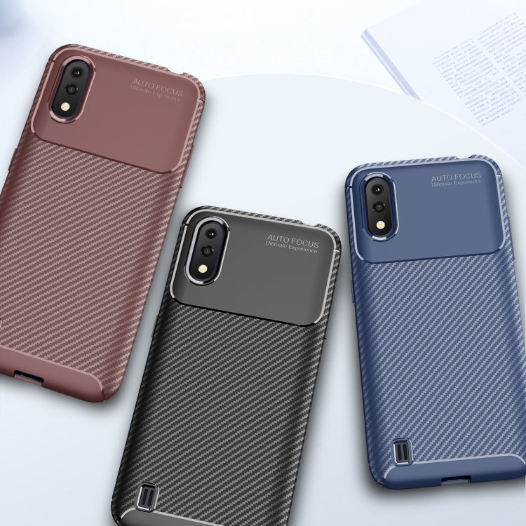 For Galaxy A01 Carbon Fiber Texture Shockproof TPU Case