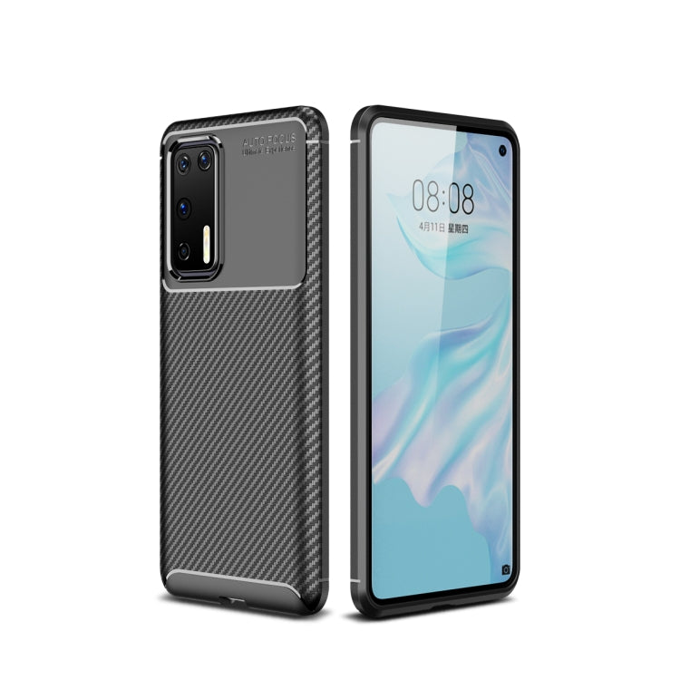 For Huawei P40 Carbon Fiber Texture Shockproof TPU Case(Black)
