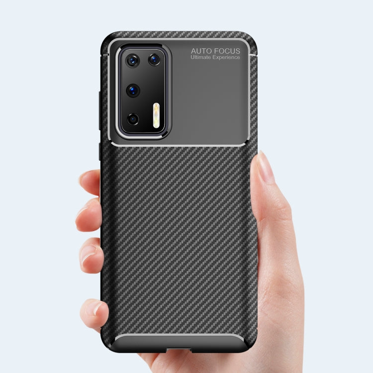 For Huawei P40 Carbon Fiber Texture Shockproof TPU Case(Black)