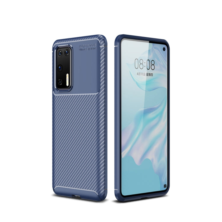 For Huawei P40 Pro Carbon Fiber Texture Shockproof TPU Case(Blue)