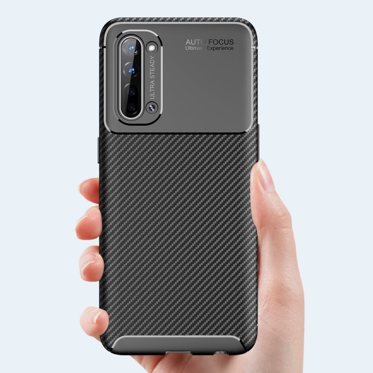 For Oppo Reno3 Carbon Fiber Texture Shockproof TPU Case(Brown)