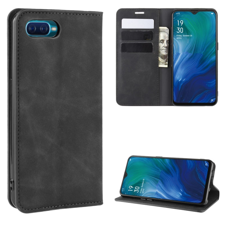 For Oppo Reno A   Retro-skin Business Magnetic Suction Leather Case with Holder & Card Slots & Wallet