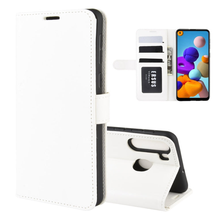 For Galaxy A21 R64 Texture Single Horizontal Flip Protective Case with Holder & Card Slots & Wallet& Photo Frame