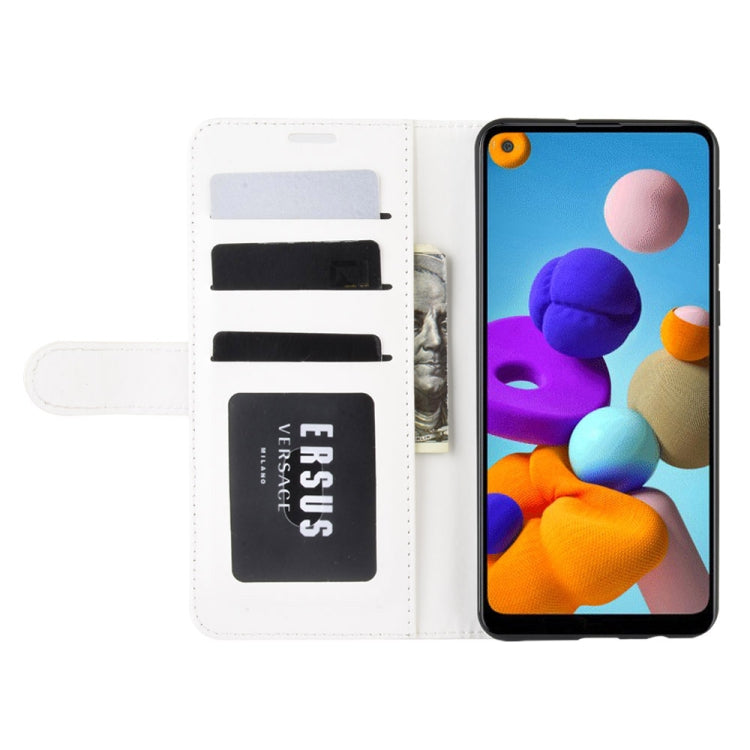 For Galaxy A21 R64 Texture Single Horizontal Flip Protective Case with Holder & Card Slots & Wallet& Photo Frame