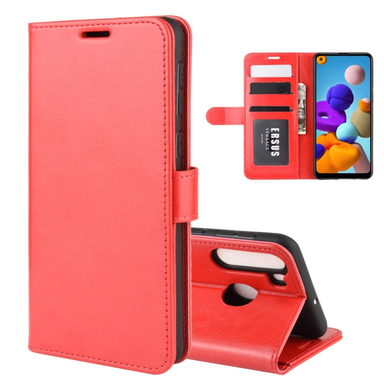 For Galaxy A21 R64 Texture Single Horizontal Flip Protective Case with Holder & Card Slots & Wallet& Photo Frame