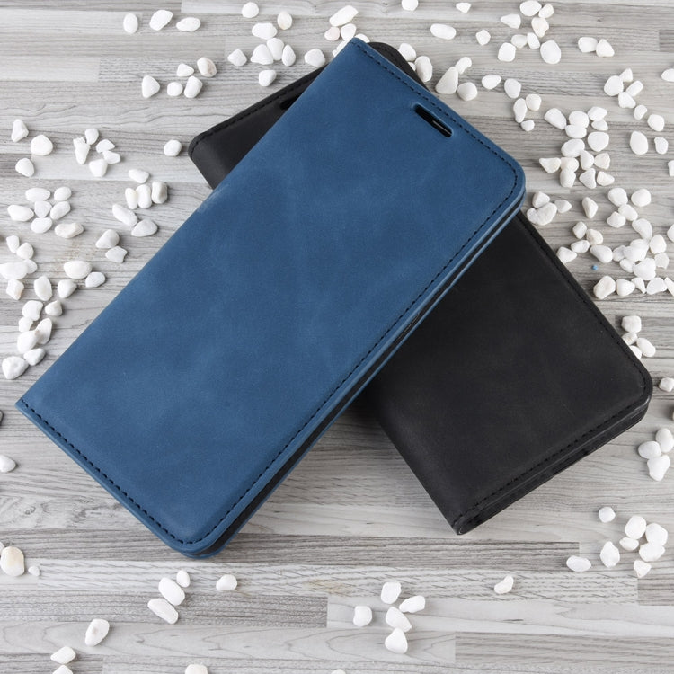 For Galaxy A21 Retro-skin Business Magnetic Suction Leather Case with Holder & Card Slots & Wallet