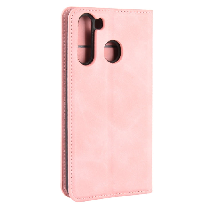 For Galaxy A21 Retro-skin Business Magnetic Suction Leather Case with Holder & Card Slots & Wallet